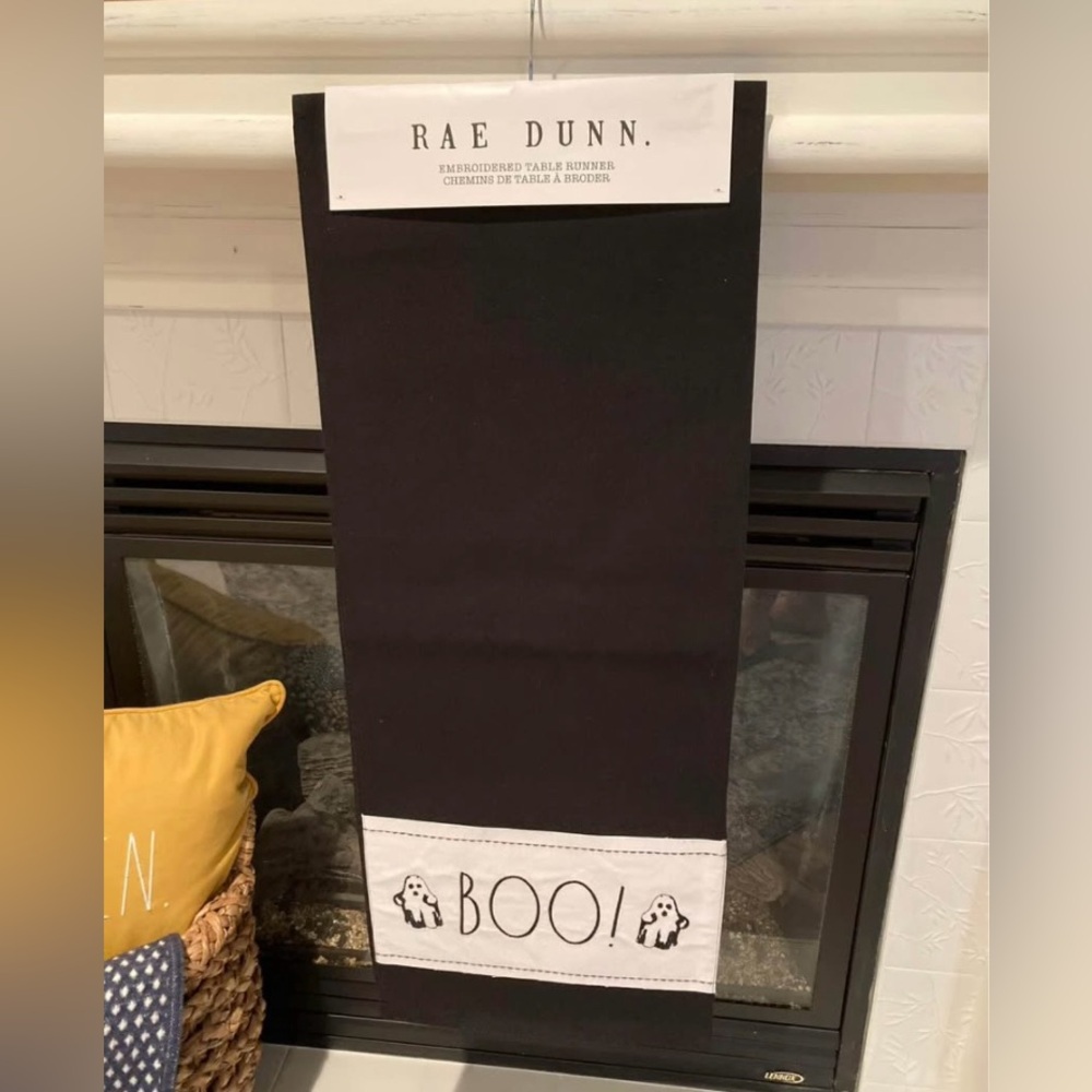 Rae Dunn Black and White BOO Table Runner